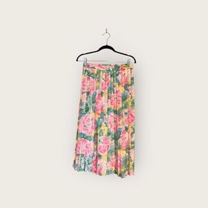 Vintage Floral Pleated Skirt | Made in Canada | Size M